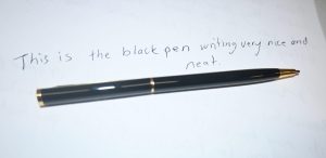 Black Metal Pen with Sample Writing