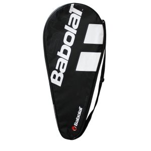 A generic black babolat tennis racquet cover